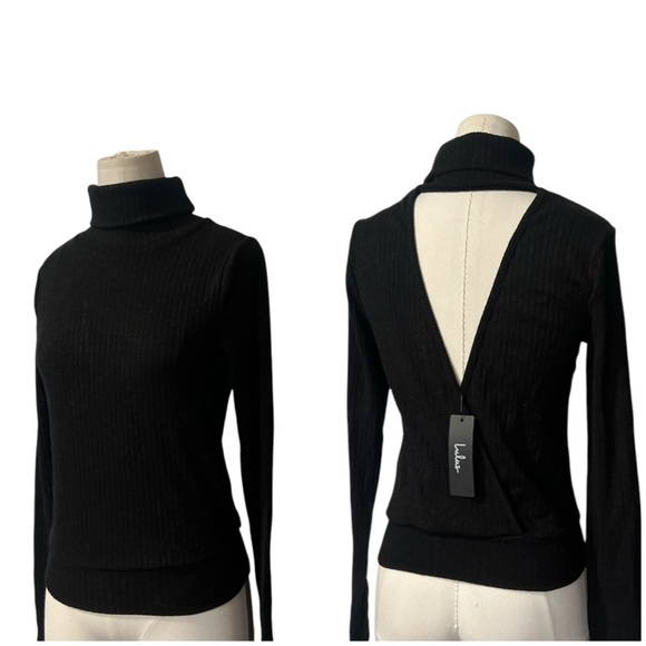 Lulus Sweaters - NWT Black Turtleneck Open Back Sweater in XS